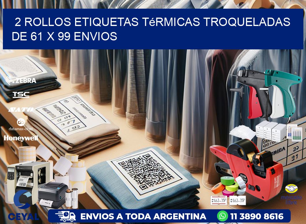 2 Rollos Etiquetas Térmicas Troqueladas De 61 x 99 ENVIOS
