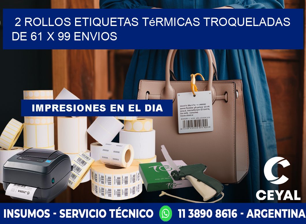 2 Rollos Etiquetas Térmicas Troqueladas De 61 x 99 ENVIOS