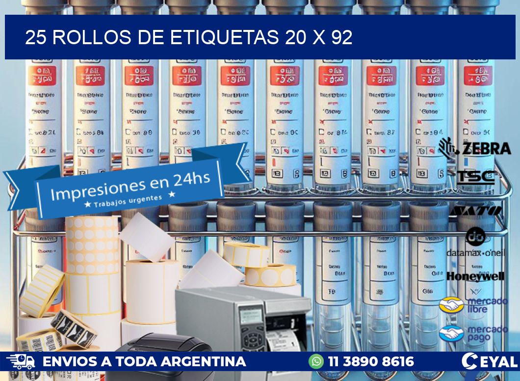 25 ROLLOS DE ETIQUETAS 20 x 92