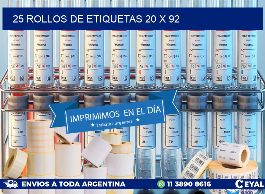 25 ROLLOS DE ETIQUETAS 20 x 92