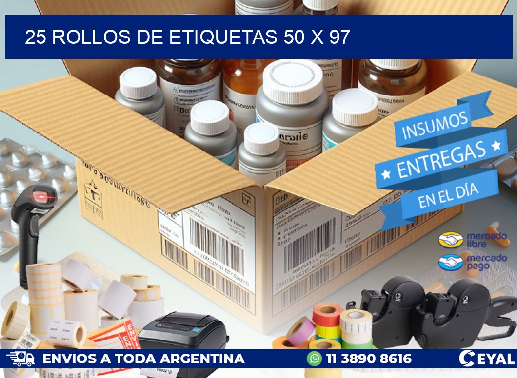 25 ROLLOS DE ETIQUETAS 50 x 97