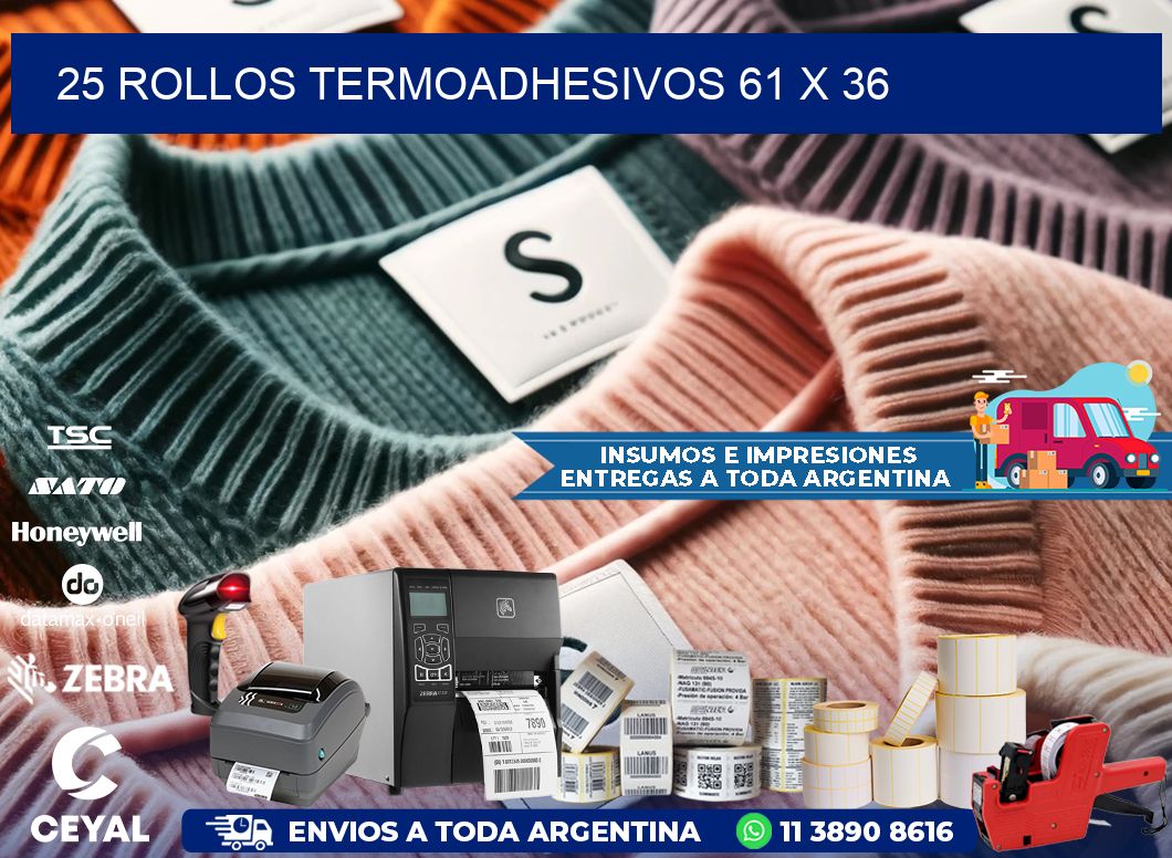 25 ROLLOS TERMOADHESIVOS 61 x 36
