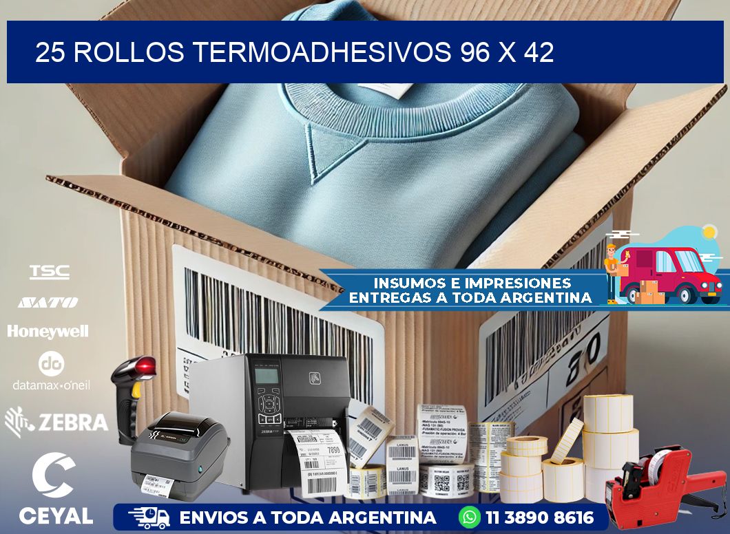 25 ROLLOS TERMOADHESIVOS 96 x 42