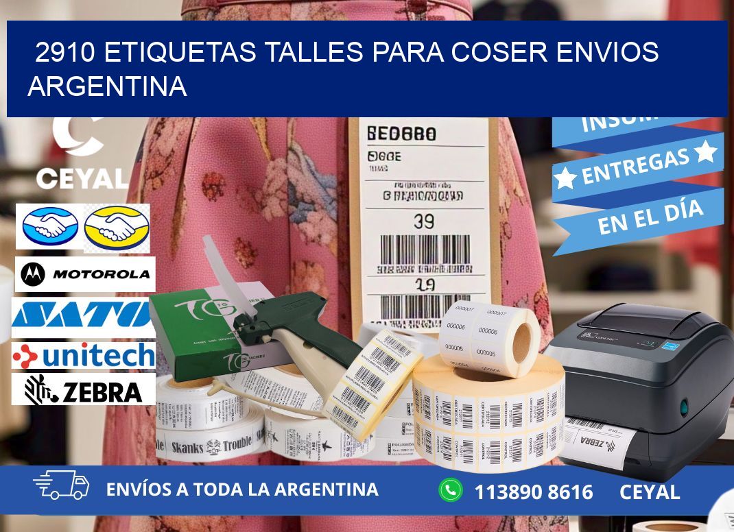 2910 ETIQUETAS TALLES PARA COSER ENVIOS ARGENTINA