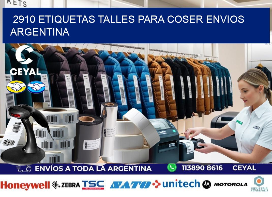 2910 ETIQUETAS TALLES PARA COSER ENVIOS ARGENTINA