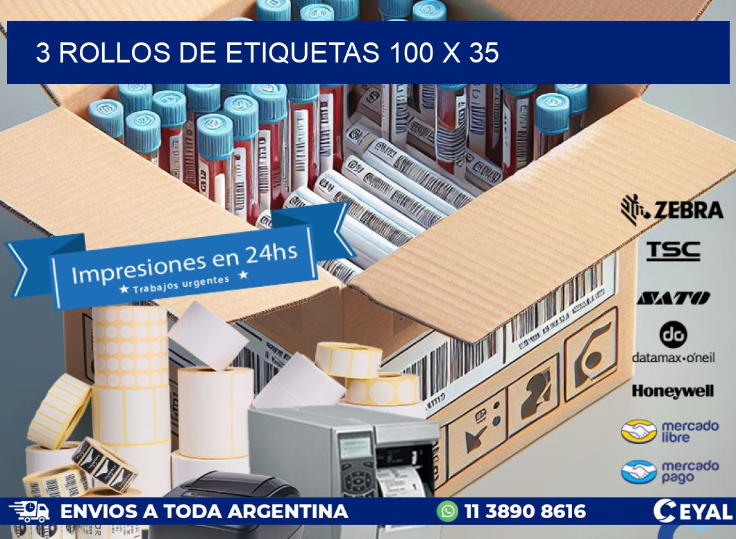 3 ROLLOS DE ETIQUETAS 100 x 35