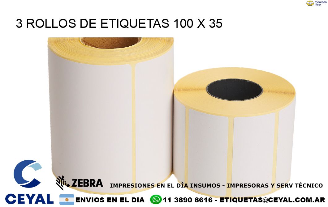 3 ROLLOS DE ETIQUETAS 100 x 35