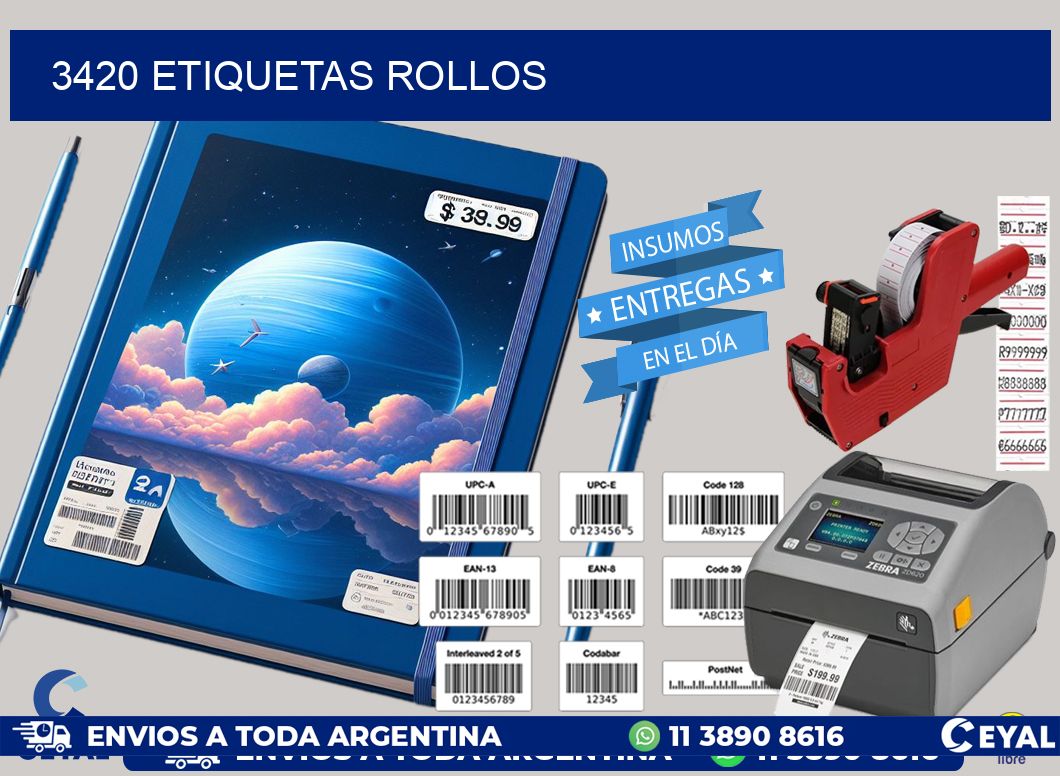 3420 etiquetas rollos