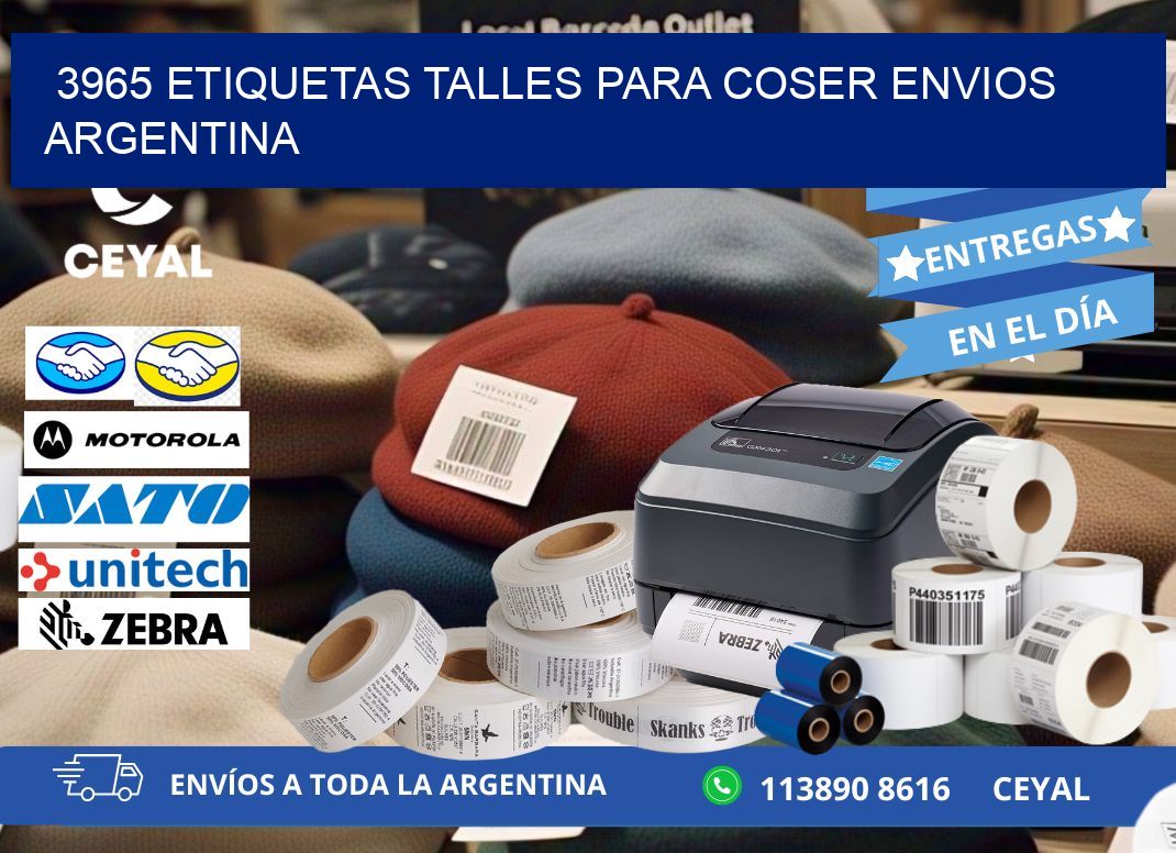3965 ETIQUETAS TALLES PARA COSER ENVIOS ARGENTINA