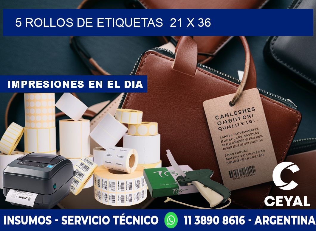 5 ROLLOS DE ETIQUETAS 21 x 36