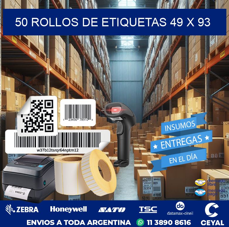 50 ROLLOS DE ETIQUETAS 49 x 93