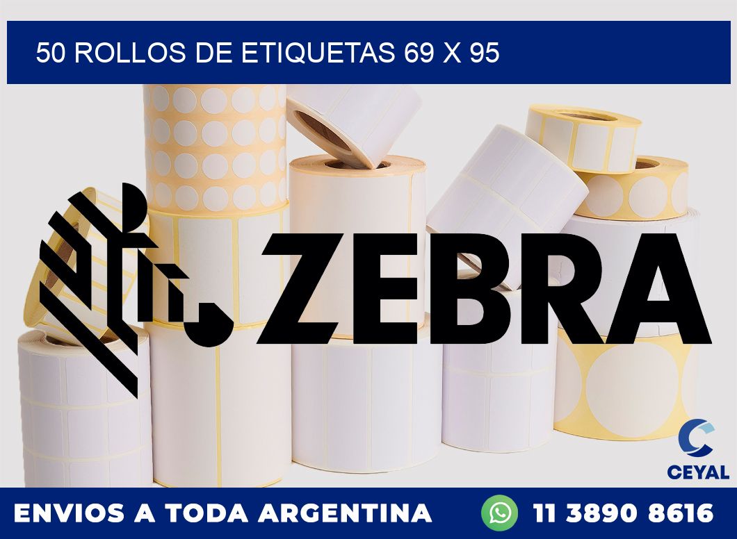 50 ROLLOS DE ETIQUETAS 69 x 95