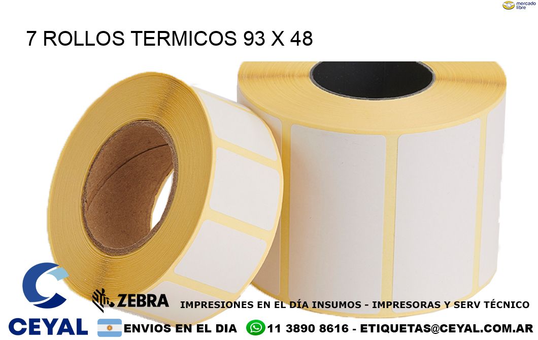 7 ROLLOS TERMICOS 93 x 48
