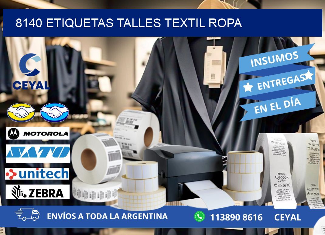 8140 ETIQUETAS TALLES TEXTIL ROPA