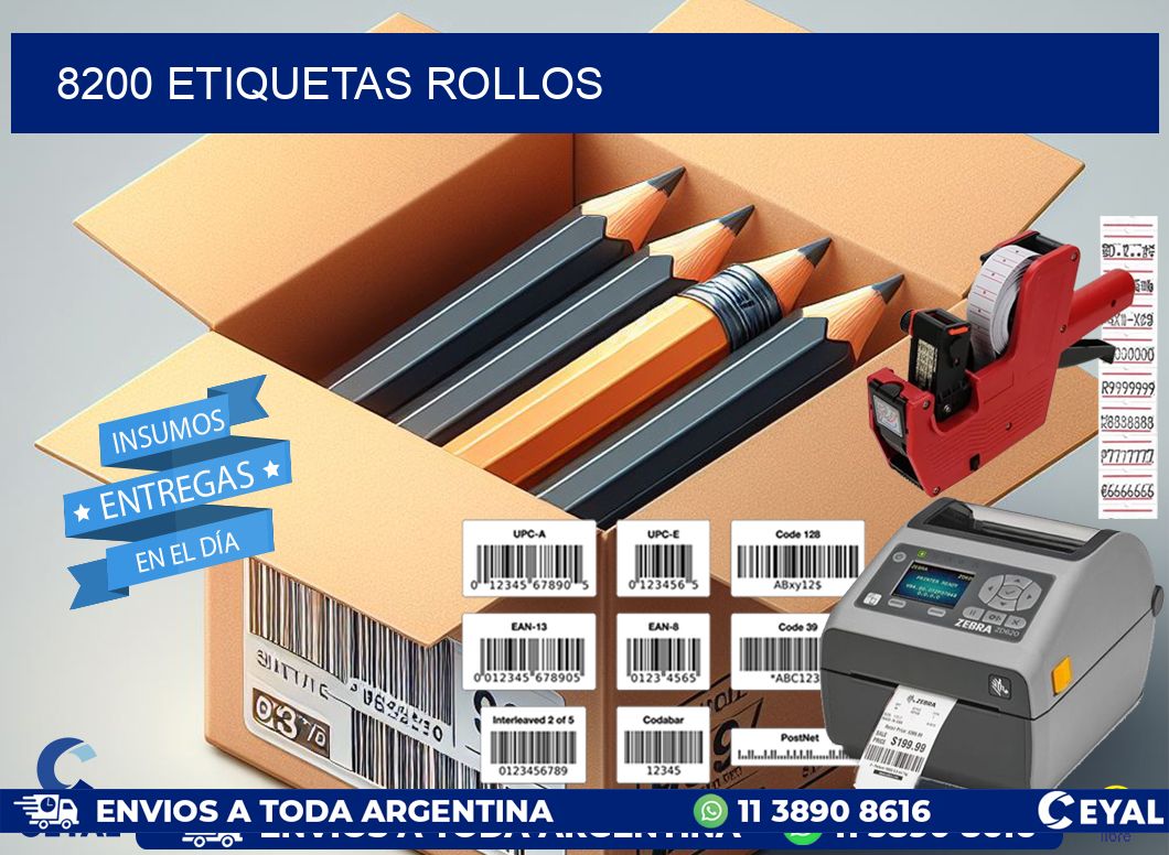 8200 etiquetas rollos