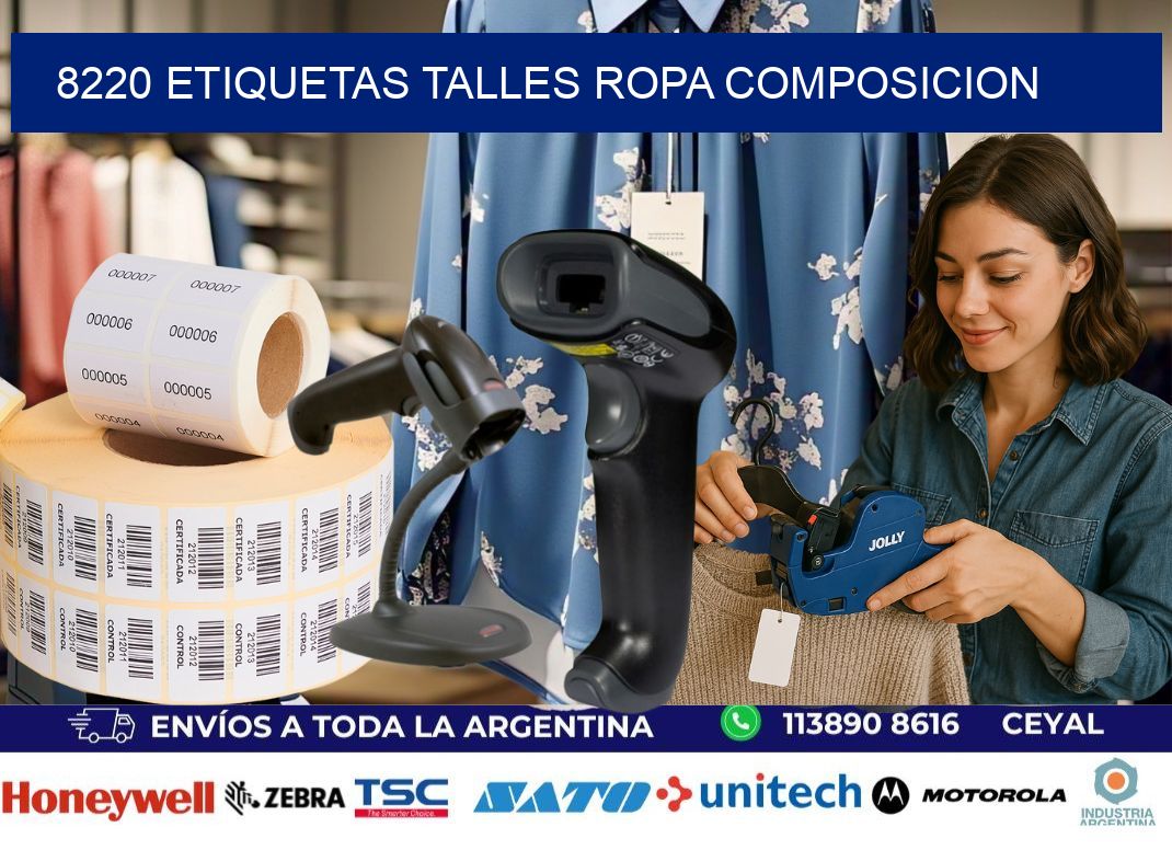 8220 ETIQUETAS TALLES ROPA COMPOSICION