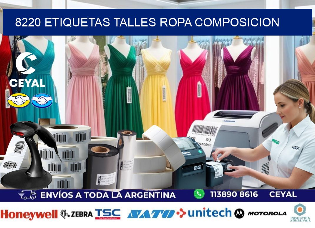 8220 ETIQUETAS TALLES ROPA COMPOSICION