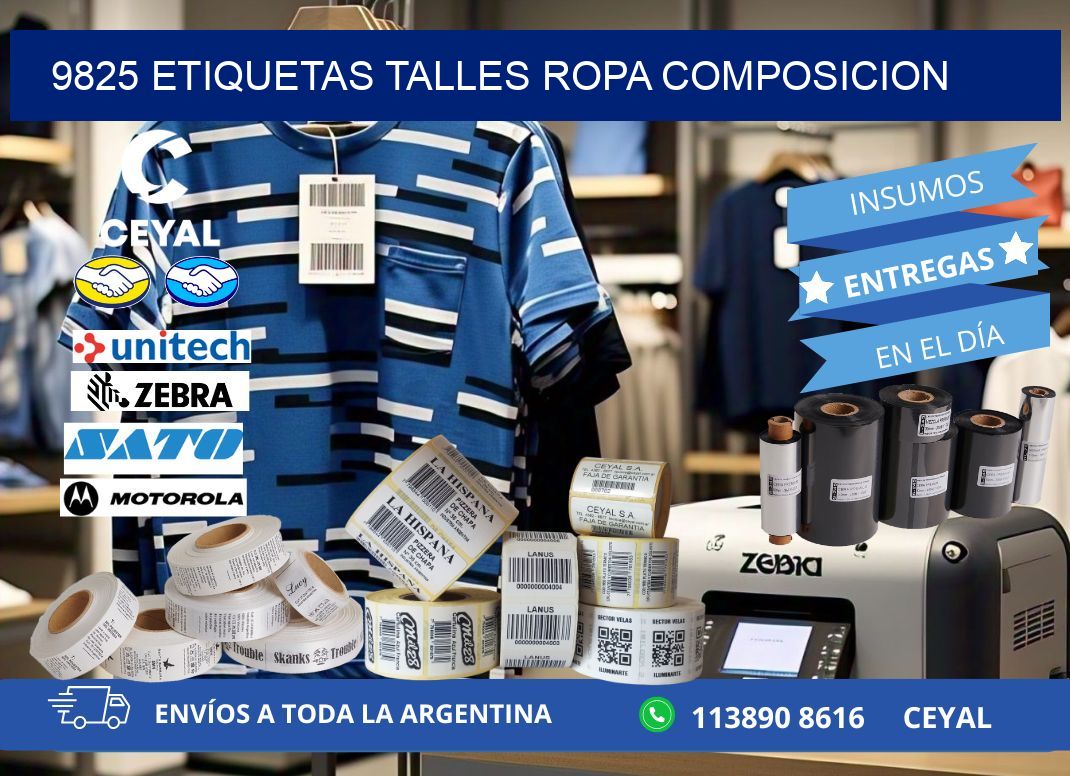 9825 ETIQUETAS TALLES ROPA COMPOSICION