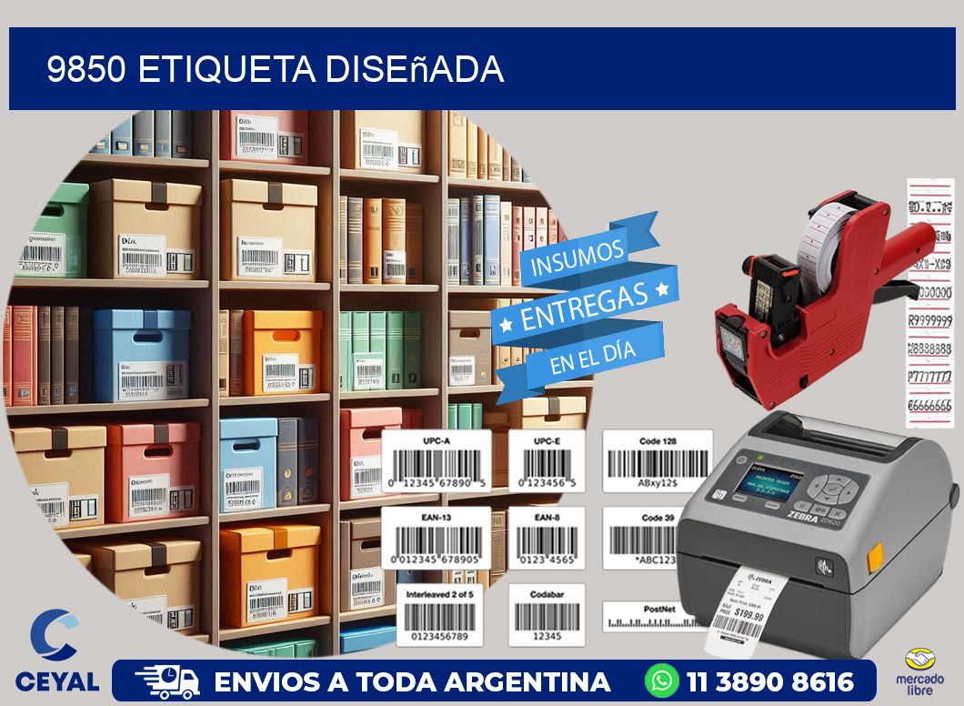 9850 etiqueta diseñada