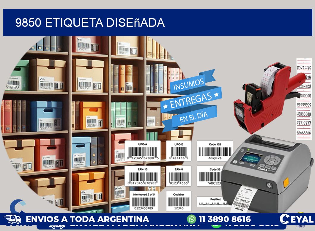 9850 etiqueta diseñada