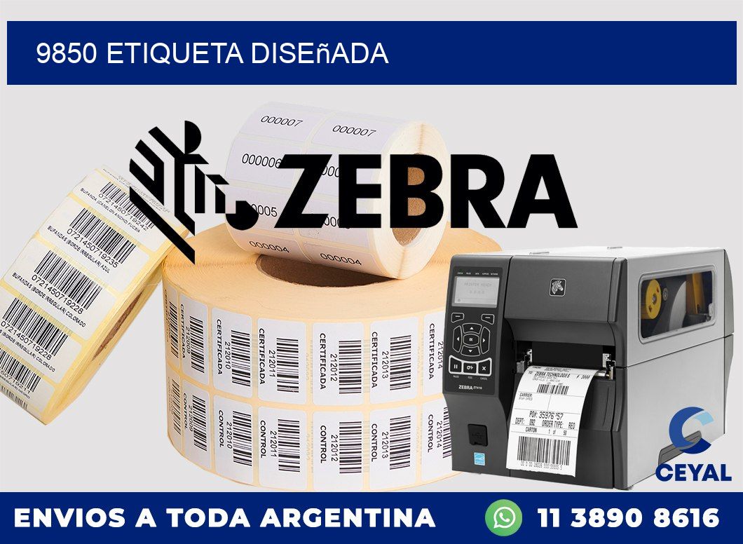 9850 etiqueta diseñada