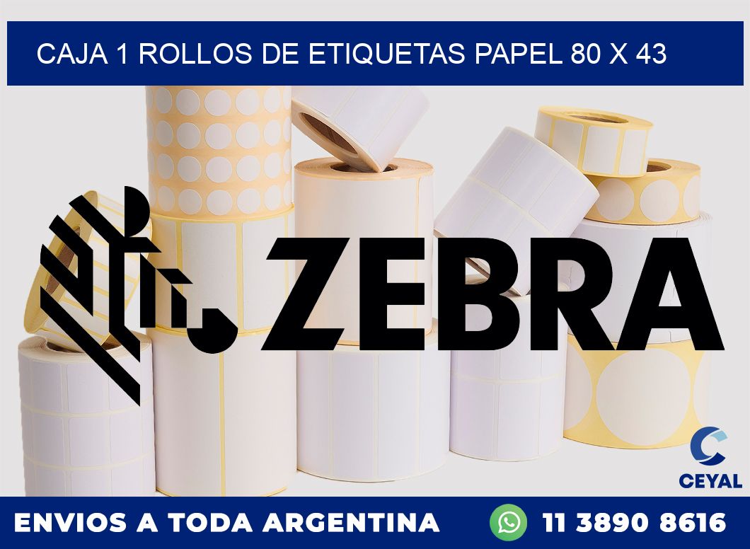 CAJA 1 ROLLOS DE ETIQUETAS PAPEL 80 x 43