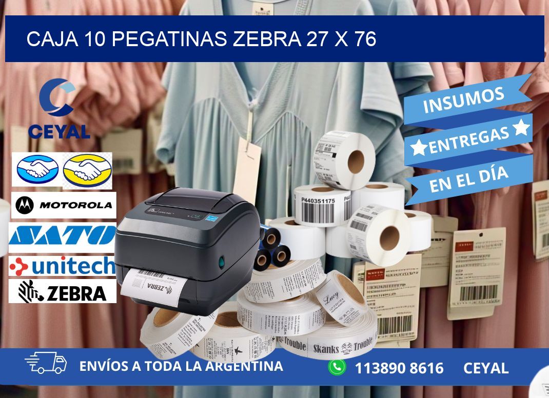 CAJA 10 PEGATINAS ZEBRA 27 x 76