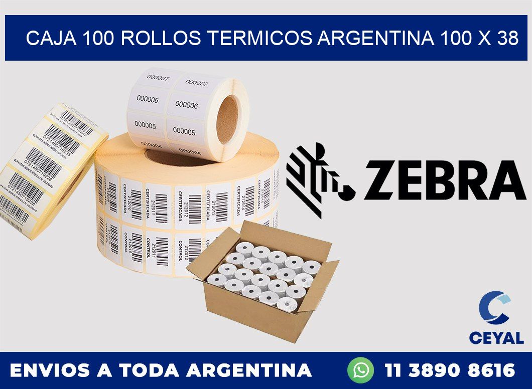 CAJA 100 ROLLOS TERMICOS ARGENTINA 100 x 38