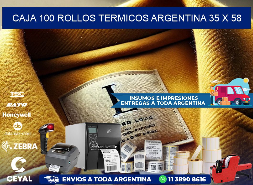 CAJA 100 ROLLOS TERMICOS ARGENTINA 35 x 58