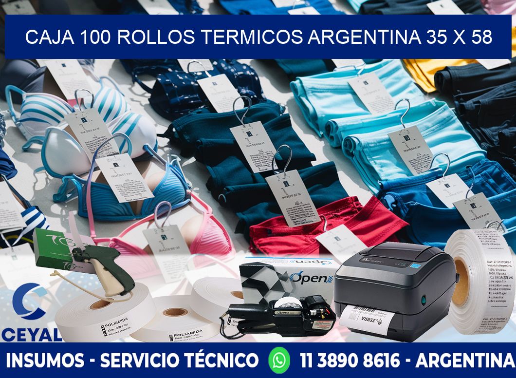CAJA 100 ROLLOS TERMICOS ARGENTINA 35 x 58