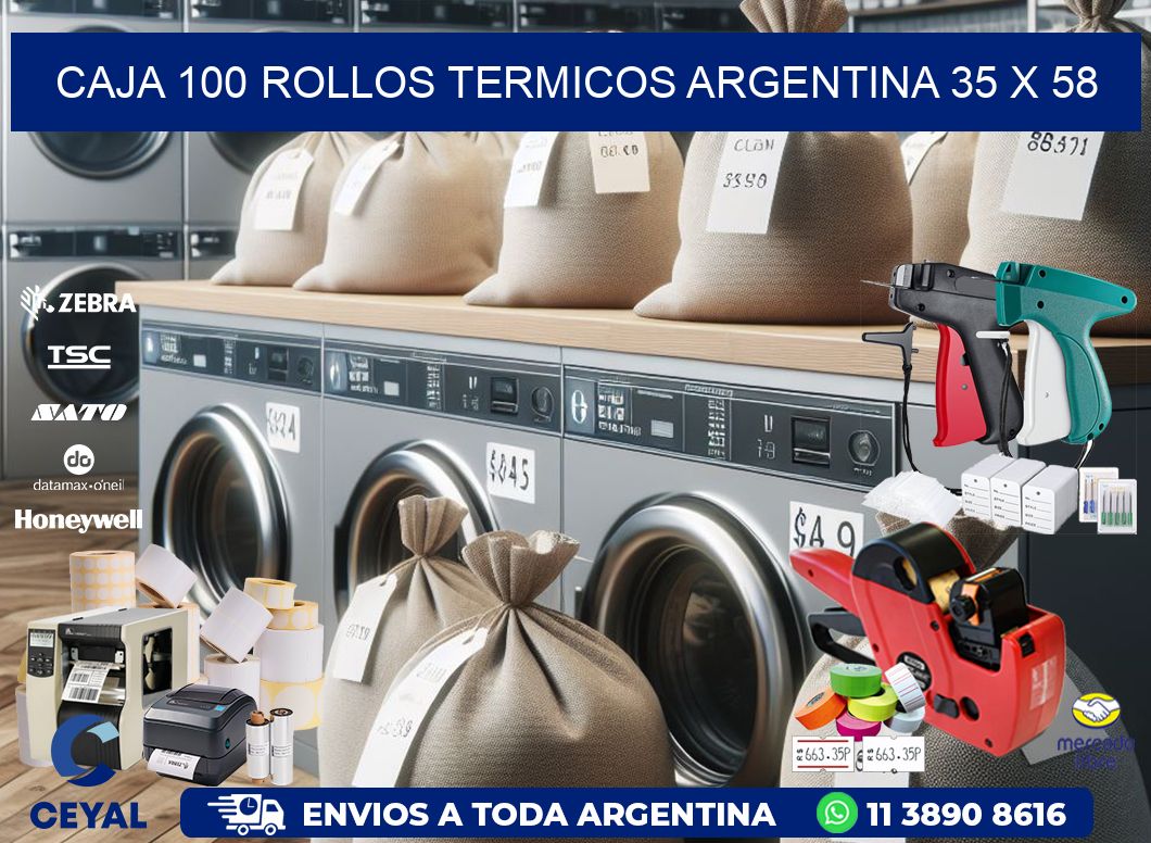 CAJA 100 ROLLOS TERMICOS ARGENTINA 35 x 58