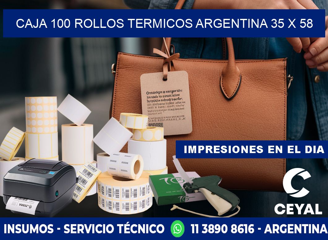 CAJA 100 ROLLOS TERMICOS ARGENTINA 35 x 58