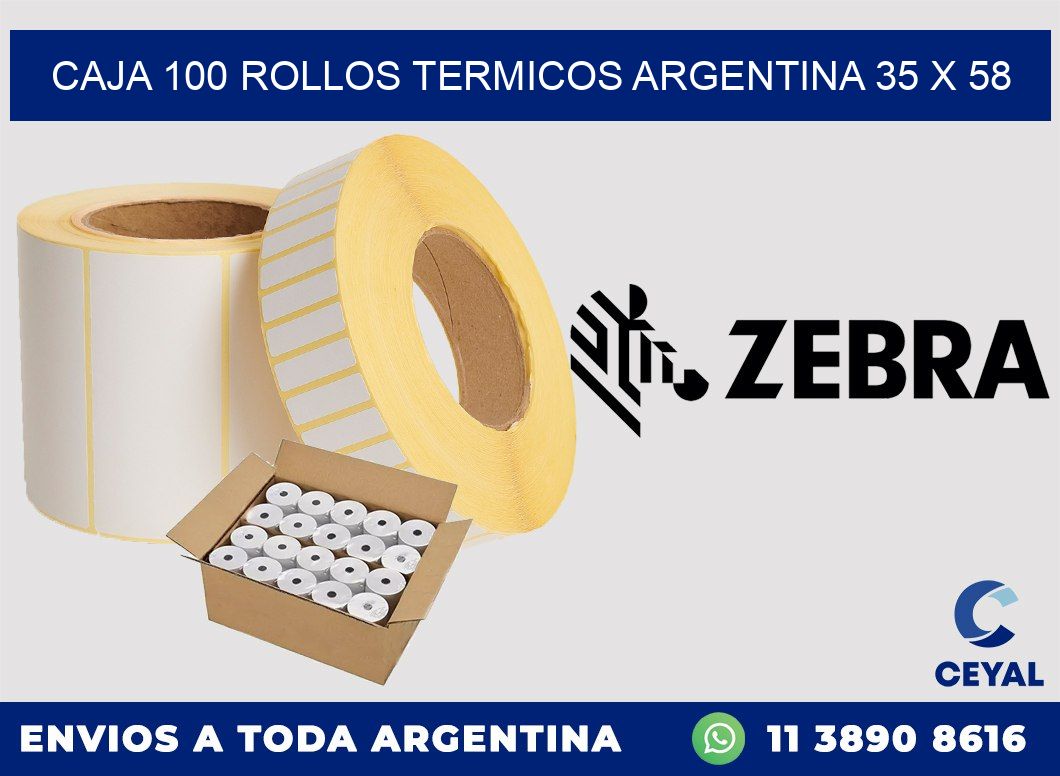 CAJA 100 ROLLOS TERMICOS ARGENTINA 35 x 58