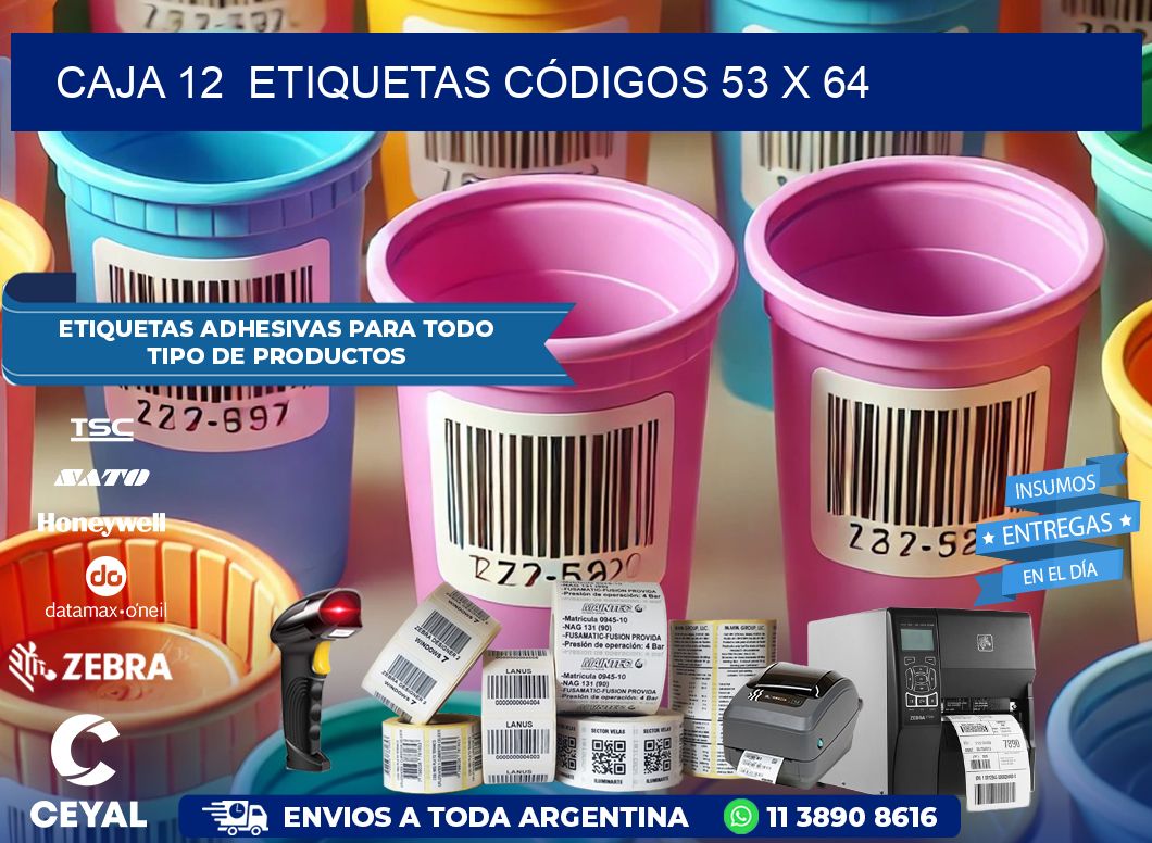 CAJA 12  ETIQUETAS CÓDIGOS 53 x 64