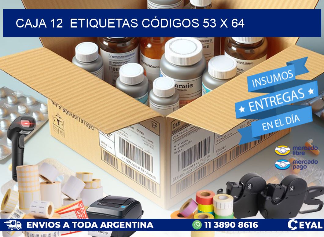 CAJA 12  ETIQUETAS CÓDIGOS 53 x 64