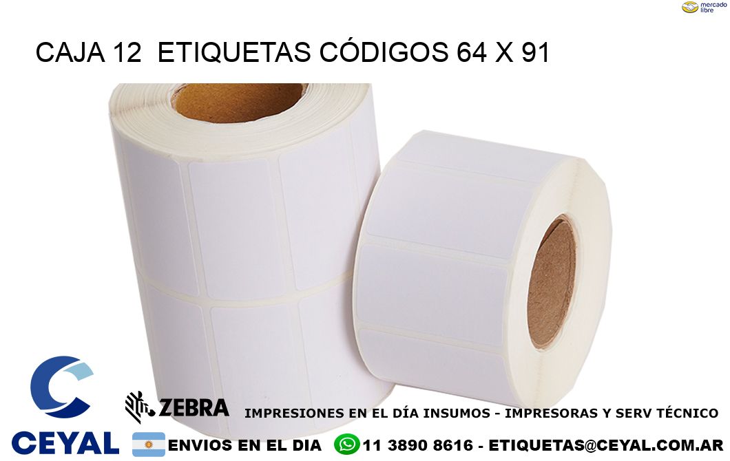 CAJA 12  ETIQUETAS CÓDIGOS 64 x 91