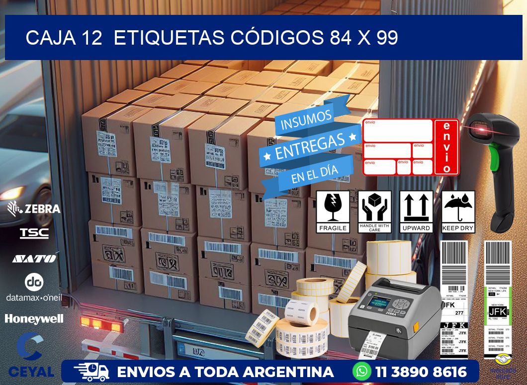CAJA 12  ETIQUETAS CÓDIGOS 84 x 99