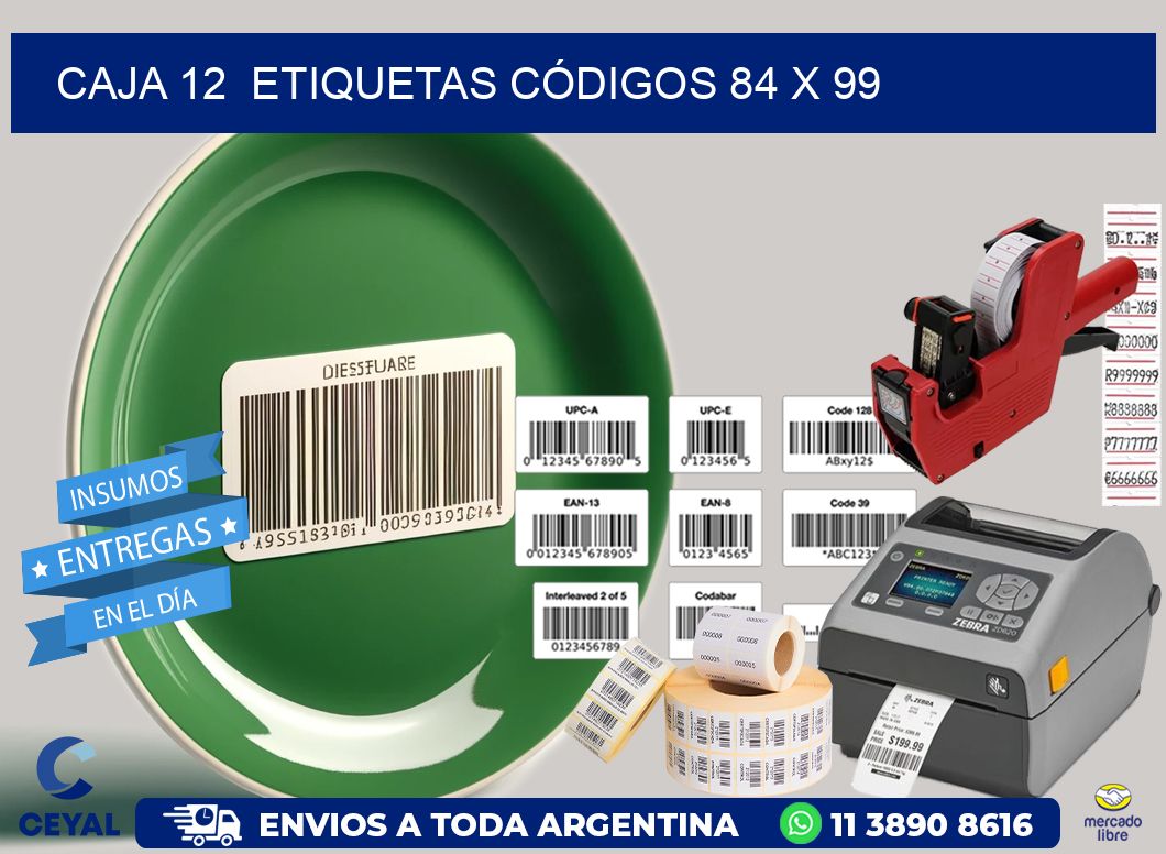 CAJA 12  ETIQUETAS CÓDIGOS 84 x 99