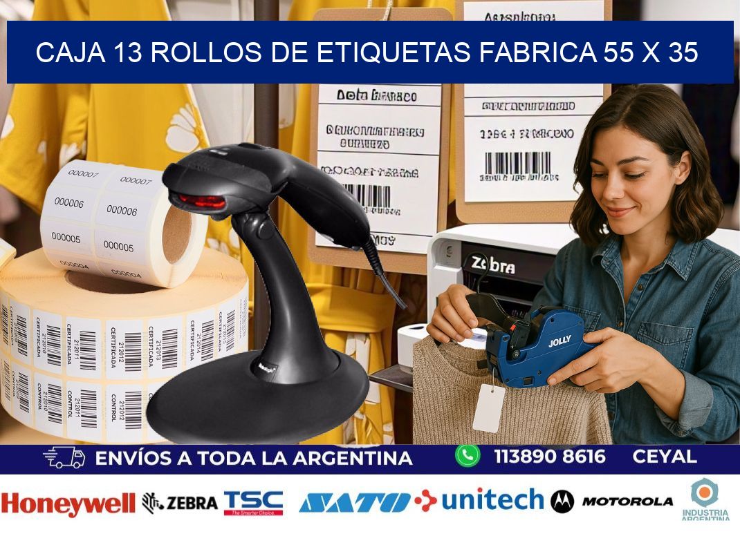 CAJA 13 ROLLOS DE ETIQUETAS FABRICA 55 x 35