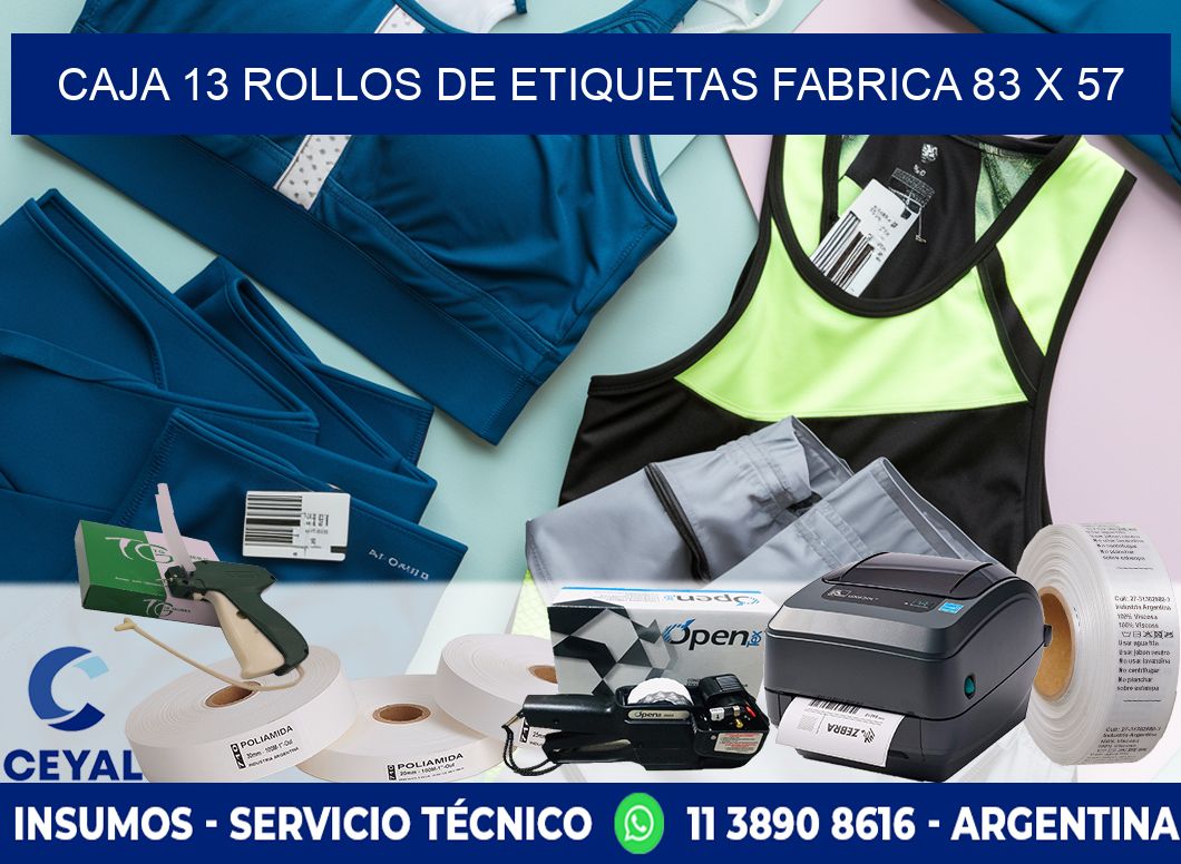 CAJA 13 ROLLOS DE ETIQUETAS FABRICA 83 x 57