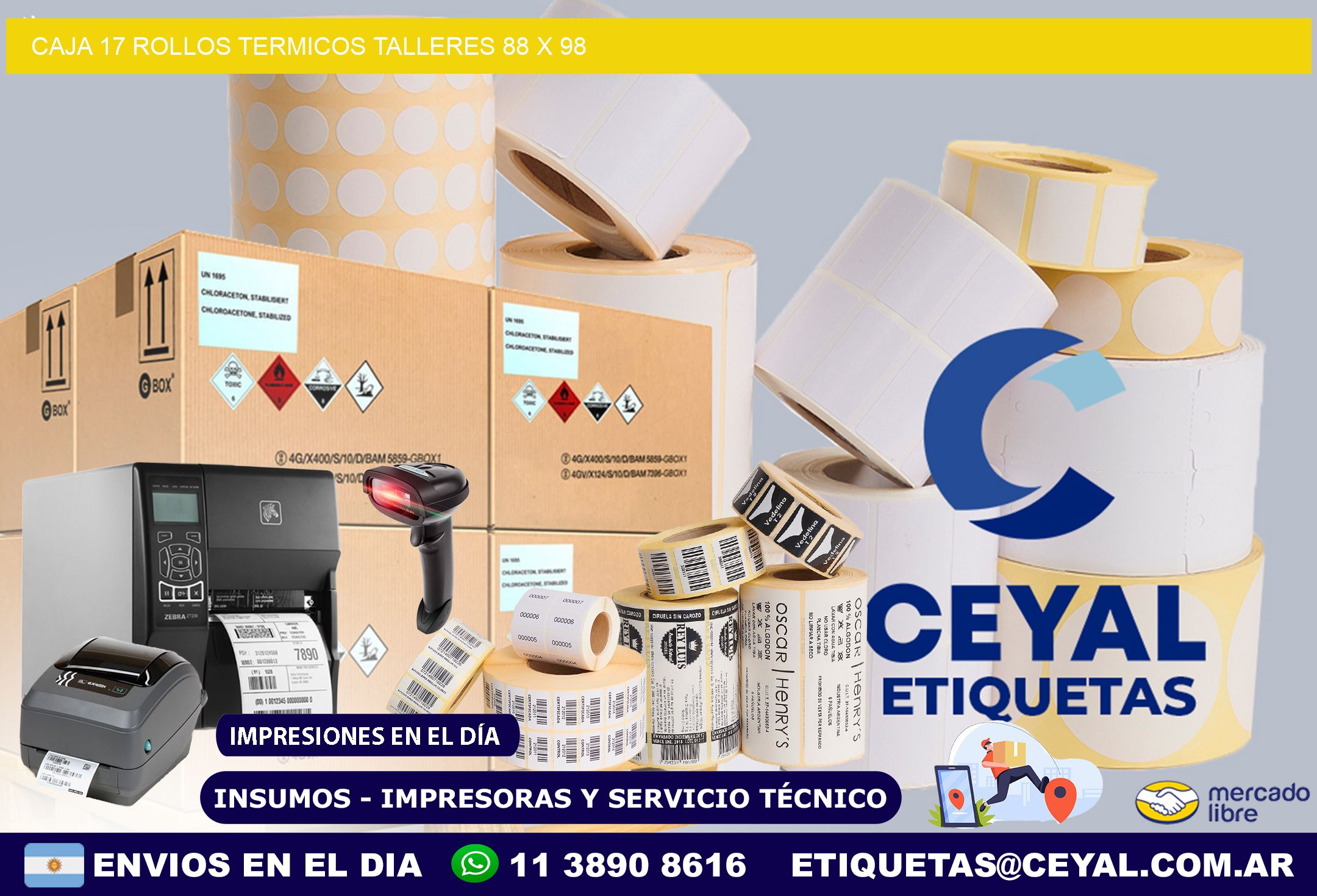 CAJA 17 ROLLOS TERMICOS TALLERES 88 x 98