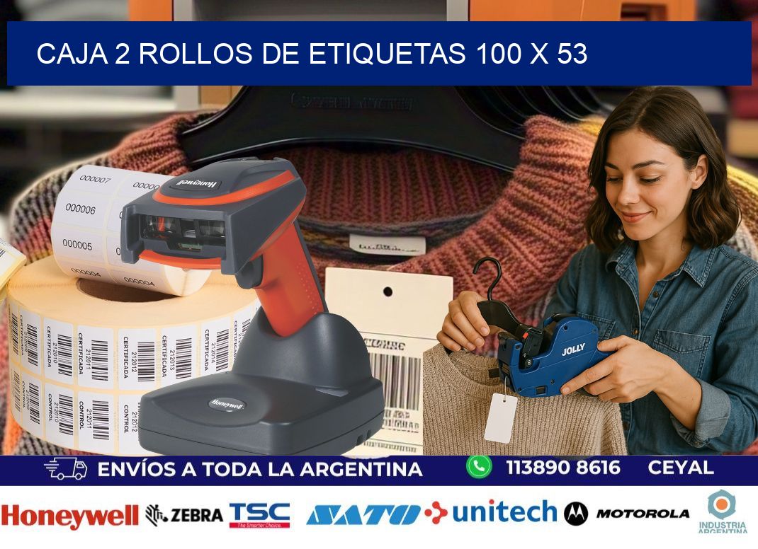 CAJA 2 ROLLOS DE ETIQUETAS 100 x 53