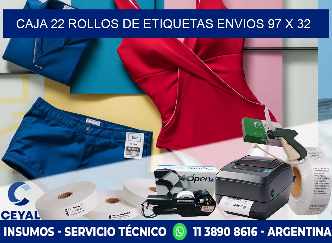 CAJA 22 ROLLOS DE ETIQUETAS ENVIOS 97 x 32