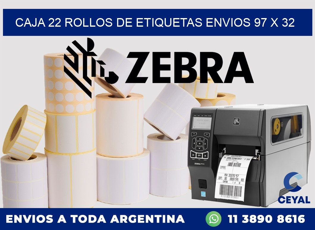 CAJA 22 ROLLOS DE ETIQUETAS ENVIOS 97 x 32