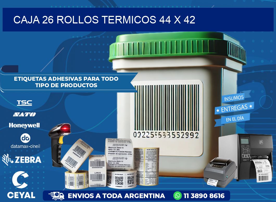 CAJA 26 ROLLOS TERMICOS 44 x 42