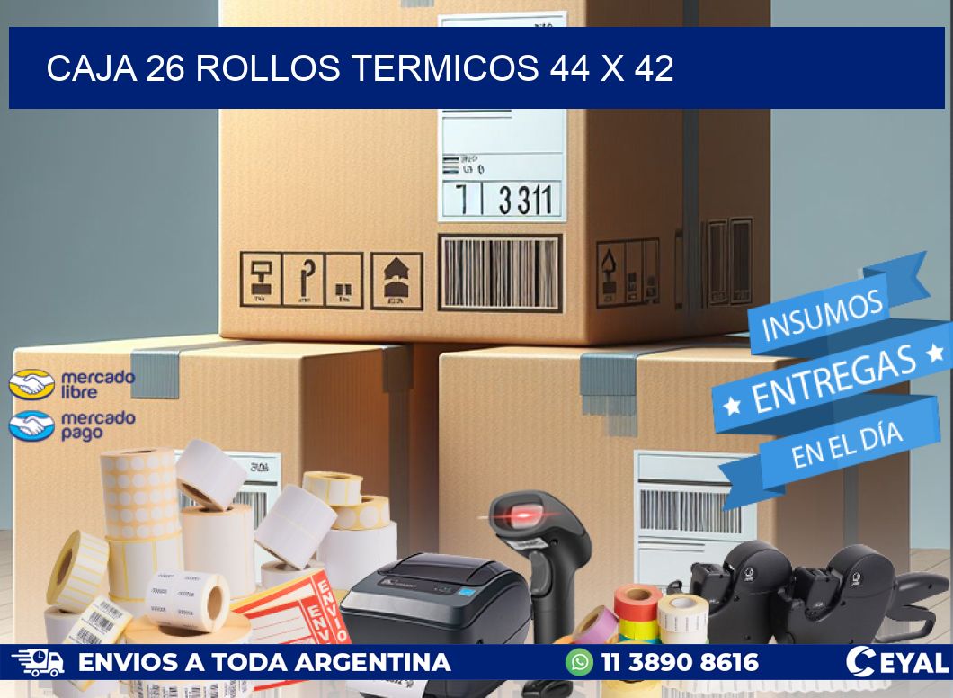 CAJA 26 ROLLOS TERMICOS 44 x 42