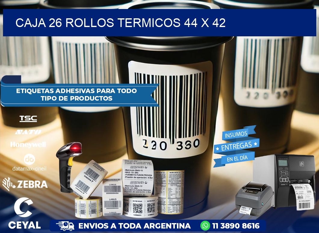 CAJA 26 ROLLOS TERMICOS 44 x 42