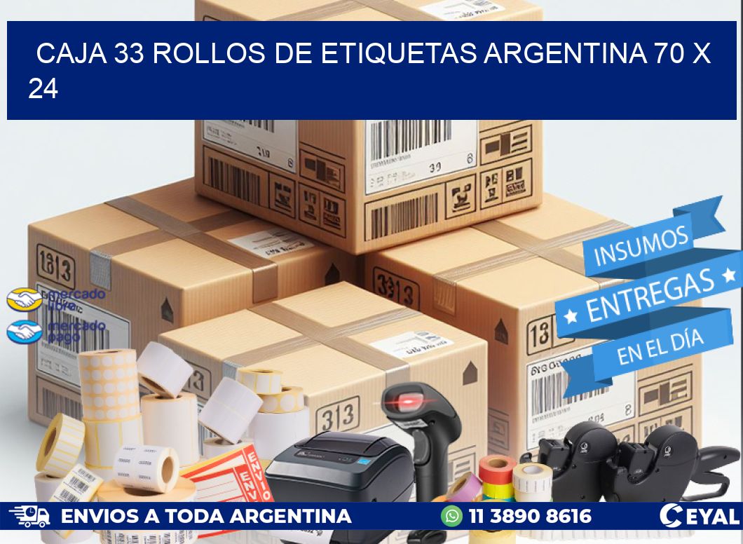 CAJA 33 ROLLOS DE ETIQUETAS ARGENTINA 70 x 24