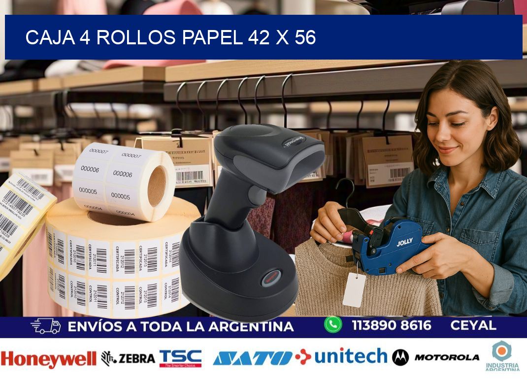 CAJA 4 ROLLOS PAPEL 42 x 56