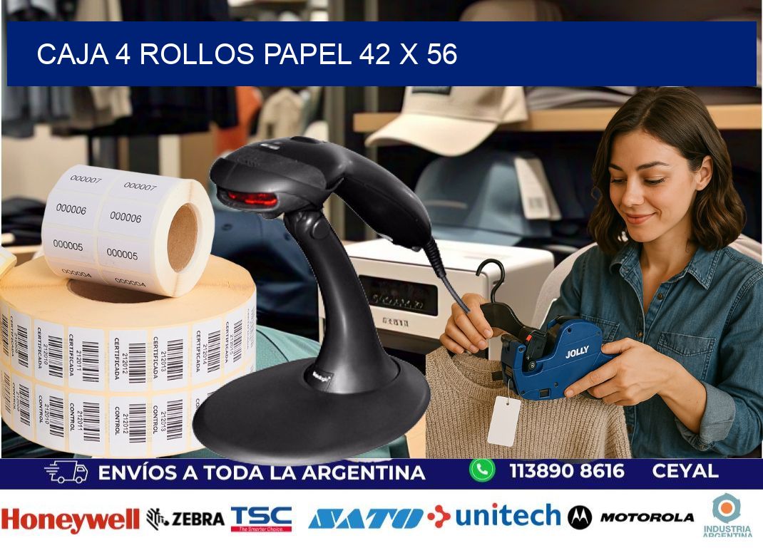 CAJA 4 ROLLOS PAPEL 42 x 56